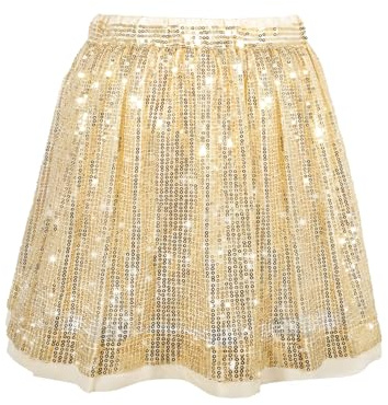 Glitzer Rock Mädchen Kinder Pailletten Rock Disco Outfit Festlich Kostüm | Glitzerrock with Sequin für Party, Metallic, A-Linie, Teen, 5–14 Jahre