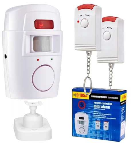 Wireless Motion Detection Alarm System for Home Security, Battery Operated for Indoor and Outdoor Use Includes 2 Remote Controls - Ideal for Protecting Home, Garage and Shed