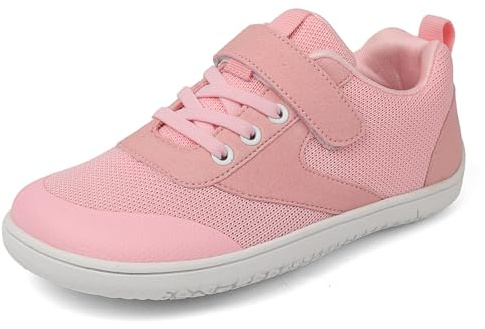 SECHRITE Barn breda barfotaskor barfota sneakers för pojkar flickor minimalistiska ventilerande löparskor promenadsport skor storlek 25–37, ROSA, 32 EU bred