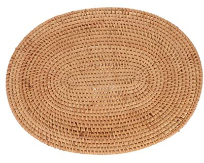 CIYODO 1pezzi Tovaglietta Ovale Intrecciata in Rattan Naturale Sottopiatto Isolante Termico Leggero e Resistente Protezione Tavolo Per Pranzo e Colazione Adatta Per Casa Ristorante e Bar