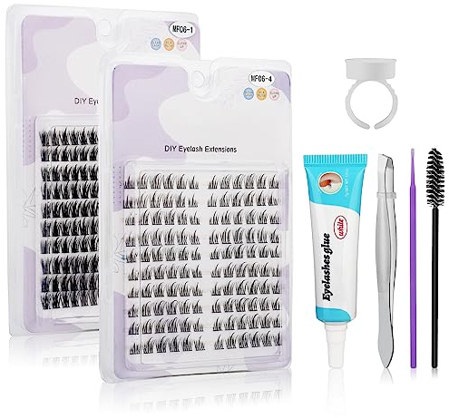 Wimpern Einzeln 280 Pcs DIY Lash Clusters Einzelne Wimpern für Anfänger Wiederverwendbar