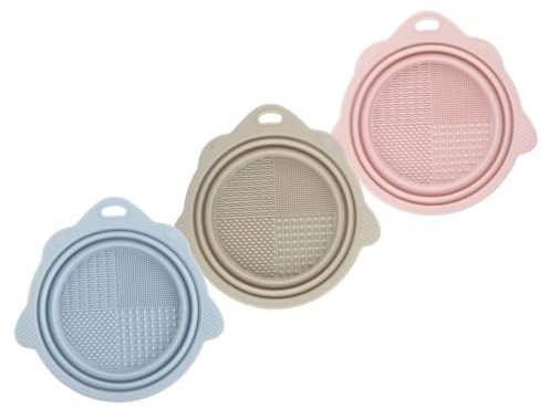 Mikinona 3pcs Silicone Brush Cleaning Mat Makeup Brush Cleaner Bowl for Travel Home