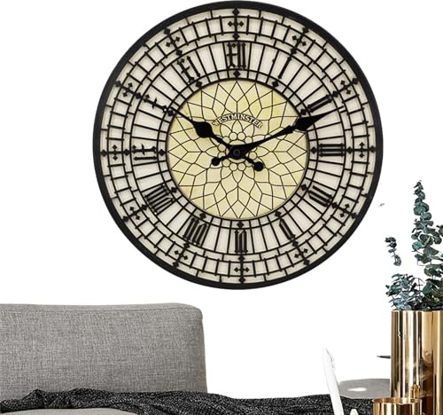 Wpsagek Wanduhr für den Außenbereich, Retro-Wanduhr mit römischen Ziffern, kreative runde Uhr, groß, leicht zu lesen, klar, wetterfest, für Terrasse, Pool, Küche, Deck,