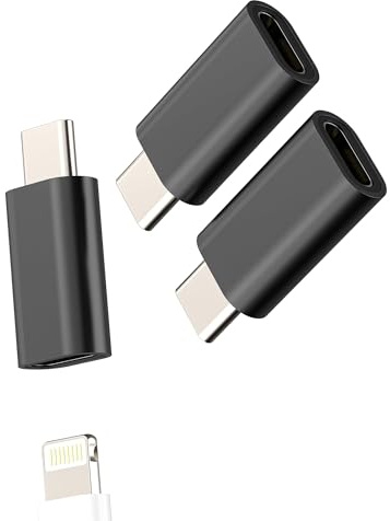 Adaptador Lightning hembra a USB C macho (paquete de 3) para iPhone 16 y 15 para Apple Lighting, cable de carga, convertidor tipo C, conector de cargador para iPad, adaptador de corriente móvil