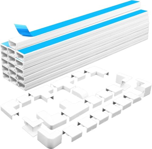 RtottiM Canalina Passacavi Adesiva, Canaline Per Impianti Elettrici, Canalina Per Cavi TV, Canalina Passacavi Muro, Nascondi Cavi TV, Coprifili 16 Pezzi 400x20x10mm