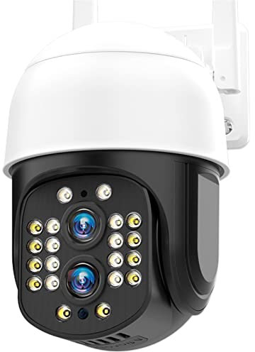 Telecamera Wi-Fi Esterno, 8MP 4K Dual-Lens Camera 4MP HD 10x Zoom PTZ Telecamera IP Speed ​​Dome for esterni Audio Security Videosorveglianza Cam IPC360 Home per la sicurezza domestica(4MP Add 128G)