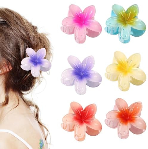Aucuu Pinze per Capelli Fiori Clip Artiglio da Donna,6 Pezzi Floreali Mollettone Capelli Grande, Ciappo per Capelli Antiscivolo,Molletta Fiore Hawaii,Mollettone con Fiore,Flower Hair Clips