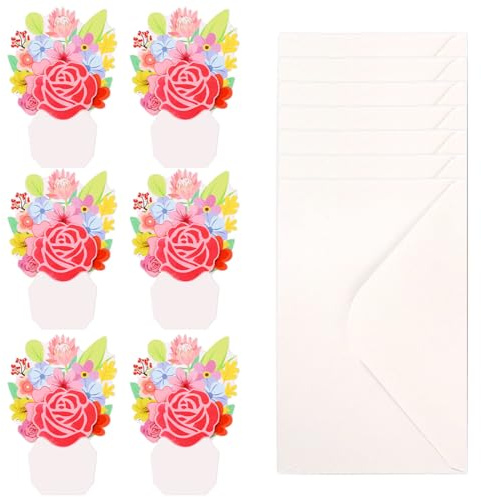 6 Blumige Grußkarten mit Umschlägen - Perfekt für Muttertag, Geburtstag Mama & Lehrerin - Liebevolle Geburtstagskarte Mama - Muttertag Karte mit Blumenmotiv - Ideale Geschenkidee für Mama Geburtstag