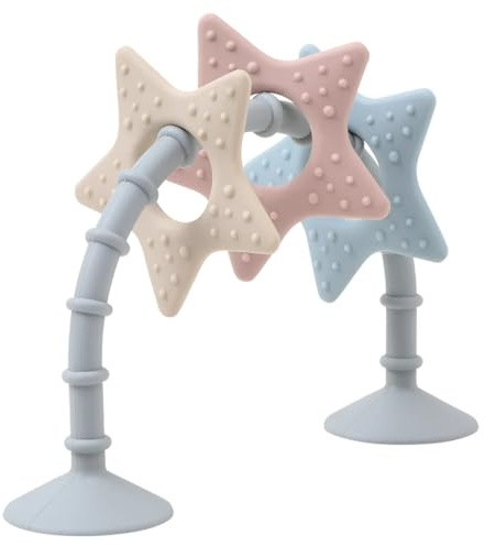 Shnuggle Stick 'n' Play Sensory Star Toy and Teether | Suction Cup Hoop with 3 Teether Stars | for Baths, Highchairs and More | Suitable from Newborn 0+