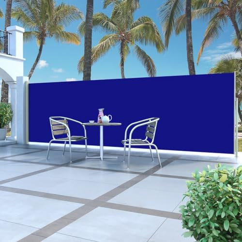 Home & Garden-Patio - Toldo lateral retráctil de 160 x 500 cm, color azul
