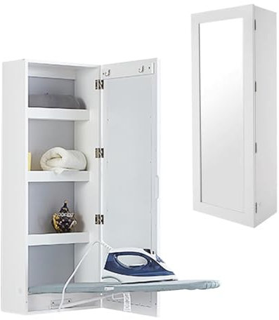 GAENZA Armario De Pared para Tabla De Planchar, Armario Plegable para Tabla De Planchar con Estantes De Almacenamiento, Tabla De Planchar Colgante De Pared Armario De Planchado Doméstico De Pared