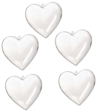Amosfun 2sets Plastic Heart Shaped Balls Fillable Ornaments Hole Diy Christmas Balls for Decorations 5pcs*2