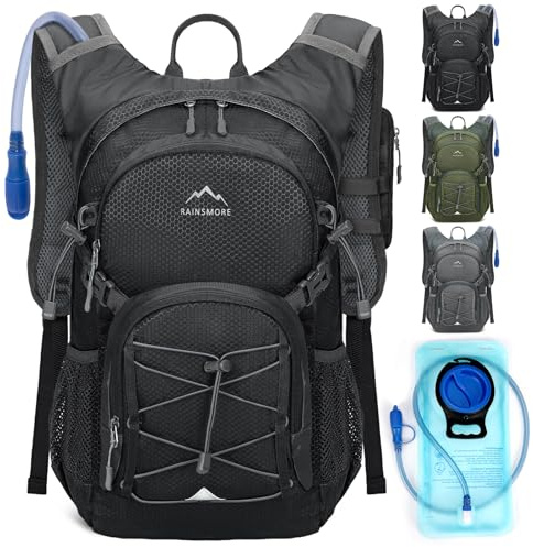 Hydration Backpack with Water Bladder, 18L Lightweight Hiking Backpack for Women&Men Small Insulated Hydration Water Pack for Hiking, Running, Cycling, Biking, Black