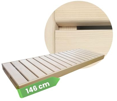 SULENO Sauna Zubehör, Saunaliege Holz aus Hemlock, kürzbar, 146 x 50 cm | astarm, Saunabank LARVIK in 3 Größen, fertig montierte Saunaliege, hochwertiges Saunaholz, ideal für Saunabänke