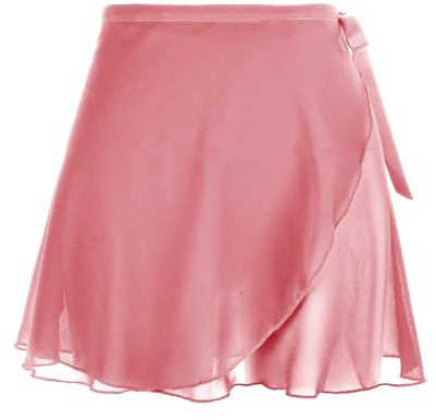 Yolev Gonnelino a Portafoglio da Danza da Donna Gonna Avvolgente Gonna da Ballo in Chiffon Rosa Scuro Cravatte Regolabili in Vita Gonnas da Balletto per Ginnastica