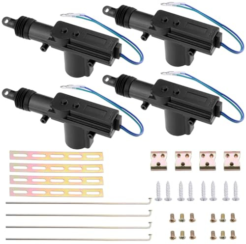 LKRXW 4 Piezas Actuadores de Cerradura de Puerta 12V Cierre Centralizado Coche Actuador de Cerraduras de Puertas Sistema de Bloqueo Central Serrure Entrada 2 Hilos