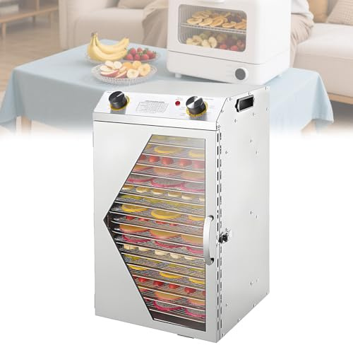Essiccatore Alimentare Professionale in Acciaio Inox Temperatura Regolabile Disidratatore per Alimenti Essiccatore Elettrico Essiccatore Frutta e Verdura,18thfloor
