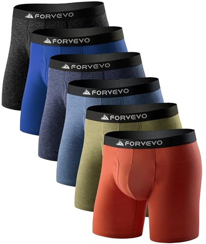 FORVEVO Underwear for Men Pack, Merino Wool Boxer Briefs, Breathable Boxer Shorts, Soft Moisture Wicking Pouch Underwear 6 Pack（L, Multicolor02