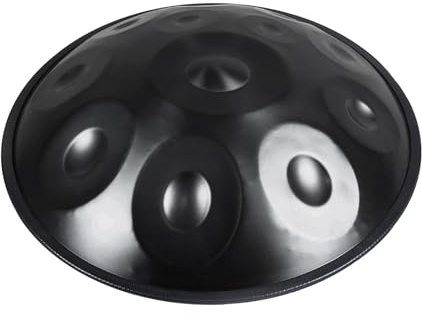 22 Inch Handpan Drum 9/10/12 Töne D-Moll Steel Tongue Drum 440Hz Handabgestimmtes Mit Weicher Tasche Trommelständer Für Yoga-Meditation Klangheilung(Schwarz,10 Notes)