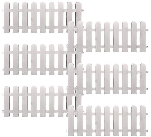 CAKEEYUM 6pcs Fence de Noël de Noël 20x8 Pouces Plastique Piquet piquets Blancs faciles à Installer la Porte d'arbre avec Seau Connexion pour la fête fête Vacances