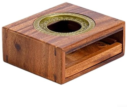 Scaldavivande in legno di noce con base riscaldante per candela, vassoio per candele stile cassetto per fiamma sicura, guarnizione in lega per calore uniforme e anello in acciaio inossidabile per
