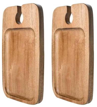 perfk Piatto per antipasti, Tagliere per salumi e con portabicchieri, Ornamento in Legno, Vassoio per Snack e Colazione, per casa, Feste, ristoranti, 2 Pezzi