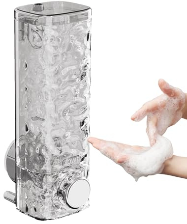 Dispensador de jabón con – Botella de Montaje en Pared de Gran Capacidad de 450 ml, dispensador Manual de Lavado Corporal, Soporte Multiusos para líquido de Ducha, Montaje sin Adhesivo para