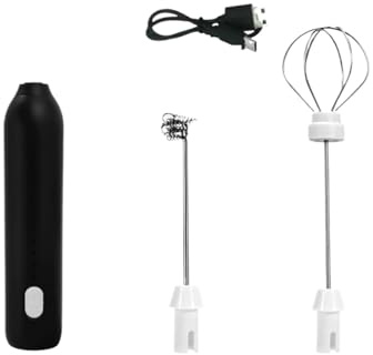 Montatore for caffè elettrico 2 in 1 Frullatore ricaricabile di tipo C Miscelatore for latte a 3 velocità in acciaio inossidabile(307-BLACK)