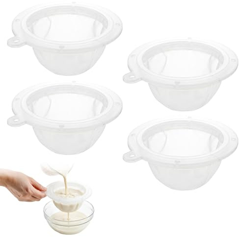 4 Pack Food-Grade Plastic Strainers, Filter Juice for Soybean Milk, Tea, Coffee, Honey Juices Wine and Liquid Transfer