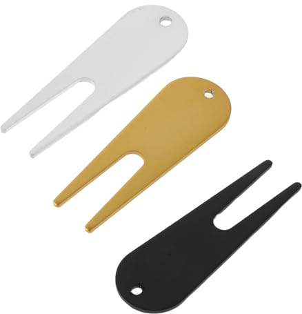 iplusmile Set 3 Pezzi Forchette da Golf per Erba Sintetica in Metallo Resistente Marcatore per Palline Strumento Portatile per Riparazione Manto Erboso Golf per Mantenimento Green