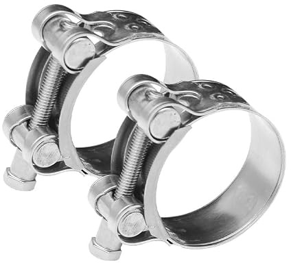 2 Packs Heavy Duty T Bolt Hose Clamps, Thread Adjustable Clips, for Automotive, Agriculture, Marine, Water Pipe, Exhaust Tube Connections