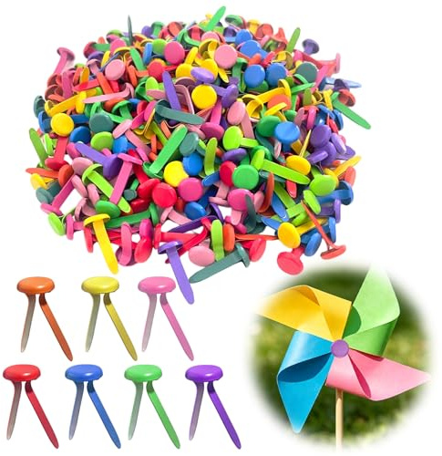 400PCS Musterbeutelklammern Musterklammern Metall, 8 x 16 mm Mini Brads aus Metall, Bunte Papierklammern mit Rundkopf für Basteln, DIY, Scrapbooking, Karten, Büro, Schule und Zubehör