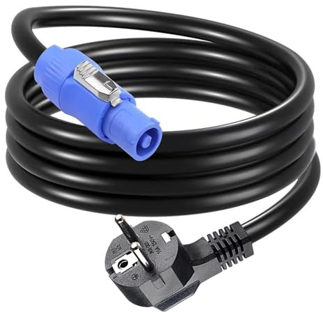Cavo Alimentazione 3 Poli Spina UE a PowerCon Maschio NAC3MPA, 2,5mm² 13AWG 25A 2m 6,6FT, Cavo Prolunga per Schermi LED, Luci Palcoscenico, Dispositivi Audio Video