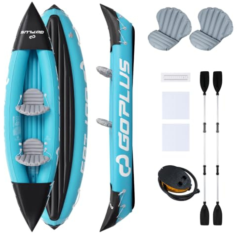 GOPLUS 325cm Kayak Gonflable 2 Places en PVC Renforcé et 3 Chambres à Air
