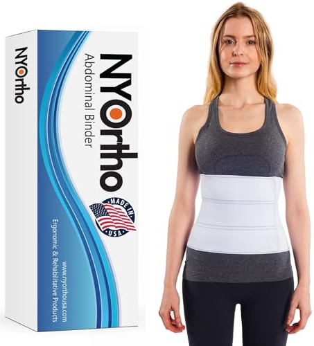 NYOrtho Abdominal Binder 9 3-Panel - Unisex Post-Surgery Compression Support Belt for Men and Women - Abdominal Wrap for Hernia, Back Pain, Muscle Strain - Latex-Free - Made in USA (60-75)