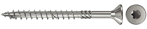 fischer - Vis à bois Power-Fast 5.0 x 60 Tête fraisée. empreinte TX. inox A4. filetage partiel/Boite de 200