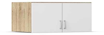 Rauch Möbel Bremen, Aufsatzschrank, Farbe Weiß/Eiche Sonoma, Breite 91 cm | Azufsatz für Kleiderschränke der Serie Bremen, 2-türig, für zusätzlichen Stauraum