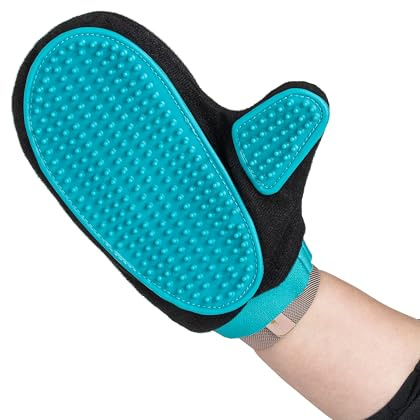 Mikki Hund, Katze Grooming Bürste Handschuh für kurze Haare sanftes Groom -Smooth N Stroke -Haarentferner Mitt,schwarz/r