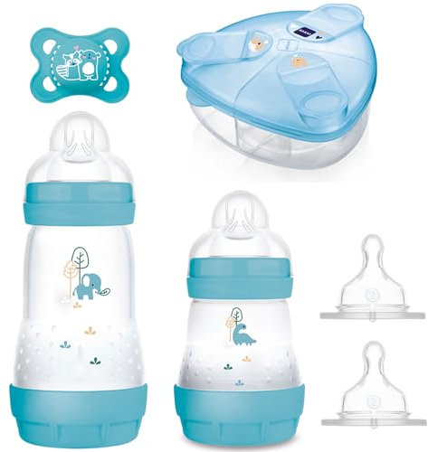 MAM Anti Colic Bottle 160 ml & 260 ml // Includes Teat Size 1 & 2 // Boy Bears // Set of 2