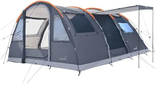 Skandika Tienda túnel Gotland para 5 Personas, Tienda Familiar con Suelo Cosido, Impermeable, Columna de Agua de 5000 mm, Altura de pie de 2 m, Cabina Negra para Dormir, mosquitera, Tienda de campaña