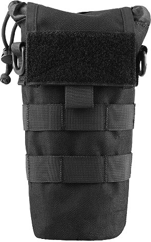 TRIWONDER 1-Pack Tactical Molle Water Bottle Pouch Flap Cover & Hook Loop Panel, Hydration Carrier for Military Backpack, Vest, Outdoor Hiking Camping Cycling (Black)