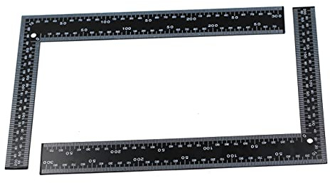 Chiloskit Équerre de charpentier en forme de L - En acier inoxydable trempé - Noire - Pour couper, couper et mesurer avec précision