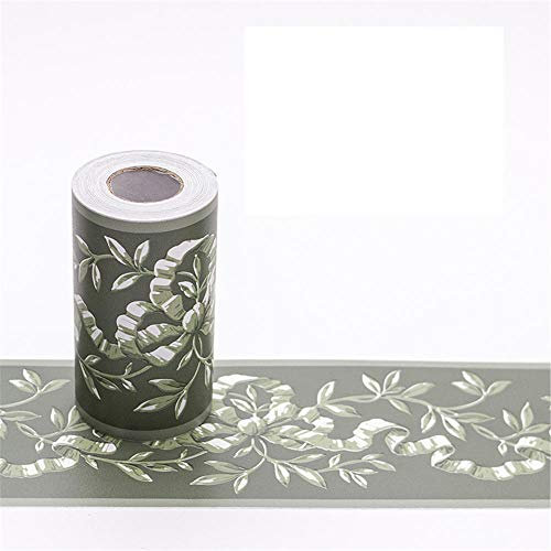 Tapetenbordüre selbstklebend zum Aufkleben für Wohnzimmer Küche Badezimmer Abnehmbare Wasserdicht Bodenleiste PVC Dekorative Bordüre Grüne Blätter 10.6cm X 1000CM