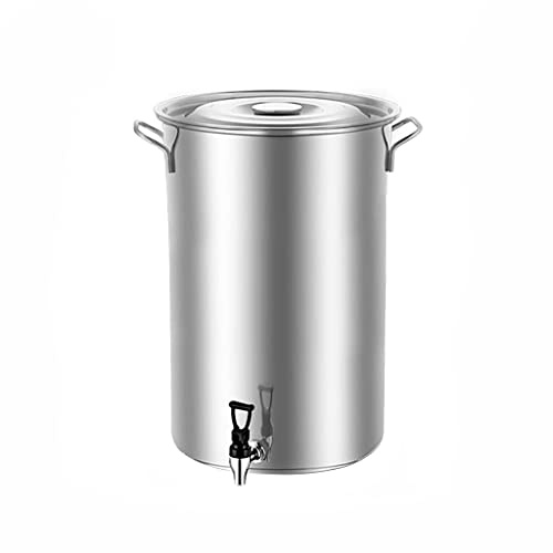 HOTTHWXX Großer Suppentopf, Gemüsetopf, Sicherer Jumbotopf aus Edelstahl mit Deckel, Induktionstopf (mit Wasserhahn), geeignet für alle Herdarten (Size : 40cm*50cm(63L))
