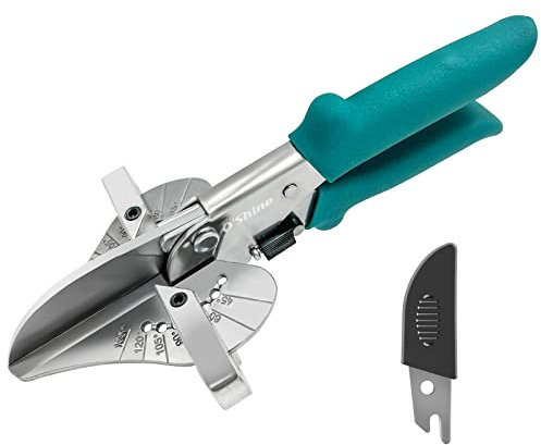 O’Shine Miter Shears for Angular Cutting Molding Crafting,Shoe Molding Cutter Tool,45-135 Degree Multi Angle Mitre Shears Trim Cutter Hand Tool for Soft Wood PVC, an Extra Blade with Sheath Included