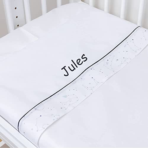Nenel Personalisierte Satz Bettwäsche mit die Babys Name Bestickt - Bettwäsche 3-Teilig (Spannbettlaken + Laken + Kissenbezug) - Konstellationen - Große Wiege 70x140 cm