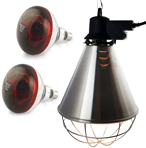 fratrisPRO Wärmestrahler mit Sparschalter | Set 2 Stück Rotlichtlampe Wärmelampe E27 | Ferkellampe, Kückenlampe, Wärmelampe Tiere, Hühner, Infrarot Heizstrahler (250 Watt)
