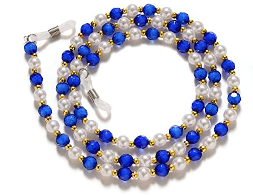 Brillenkette Lesebrille Kette Retro Perlen Brille Sonnenbrille Brillenband Umhängeband String Maskenkette Brillenkette Blau