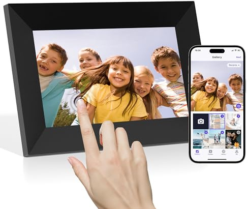 Tibuta Cornice digitale Wi-Fi 7 pollici Touch Screen Cornice elettronica con 16 GB di memoria, Auto Rotate, Foto e video tramite APP Frameo Condividi Regalo per genitori/coppie/amici/familiari