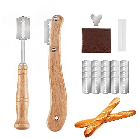 Youery 25 Stück Bäckermesser Set, Brot Bäcker Cutter, Baguettemesser Teigmesser Brot bäcker cutter mit 20 Rasierklinge Ritzmesser für Brot Einschneiden und DIY Brot Backen.